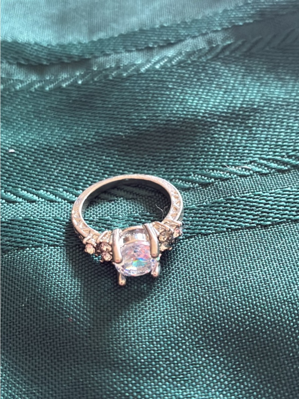 Silver-Tone Clear Gemstone Halo Ring - Elegant Women's Jewelry